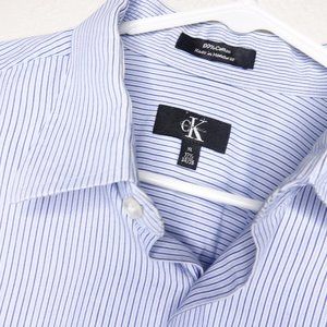 Calvin Klein Button Up Dress Shirt Blue 17 1/2x35